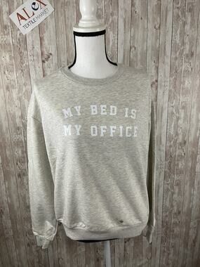 OUTRAGEOUS FORTUNES Shirt Womens Medium My Bed is My Office Funny Sweater N133